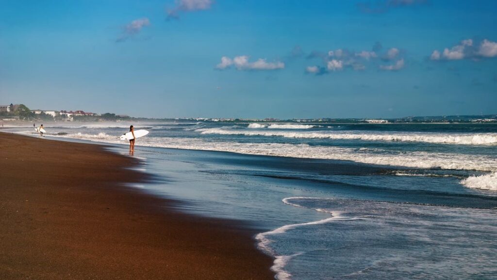 surfing at Seminyak Beach